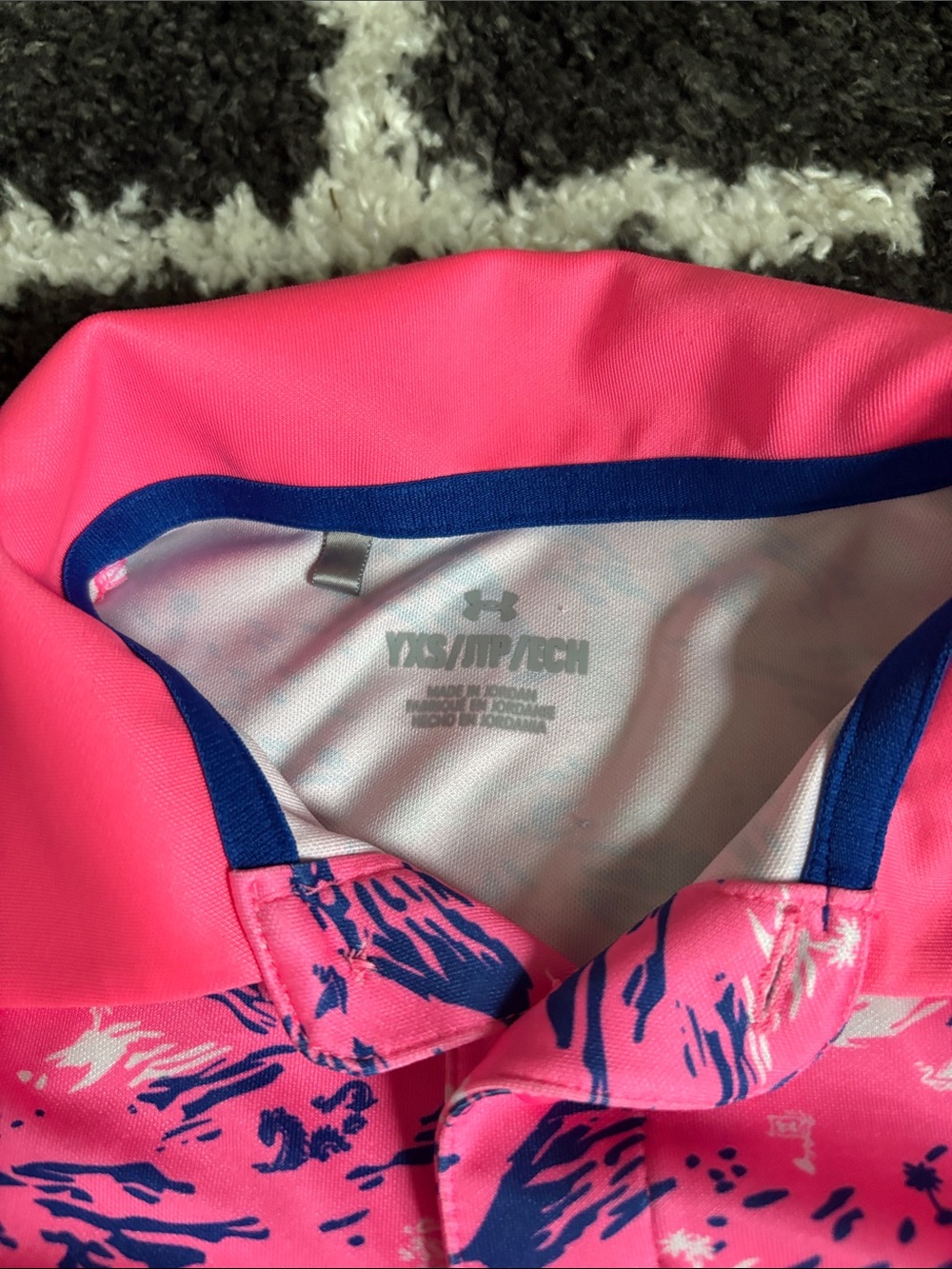 Under Armour Pink Camo Performance Polo with Blue Accents - Picture 3 of 6